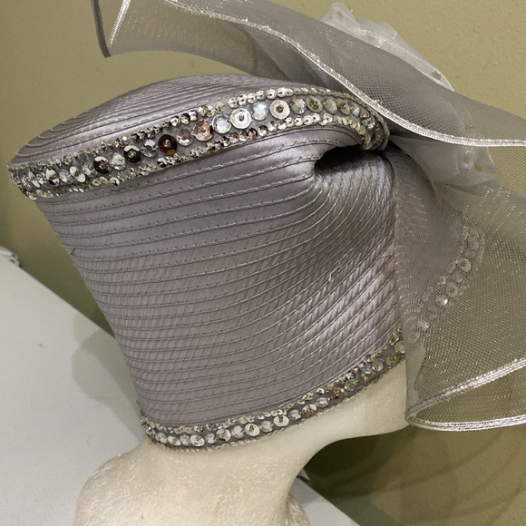 Stunning Silver Church Dress Hat by Whittall & Shon main image 6